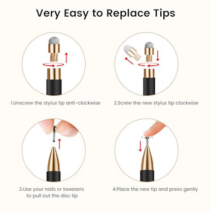 Stylus(2Pcs), Stylus Pens for Touch Screens, Universal Stylus High Precision Sensitivity, Stylus Pen for Android, ipad, iPhone, Galaxy Microsoft, Chromebook Tablet, Compatible with All Touch Screens - color: Black Gold/Black Gold