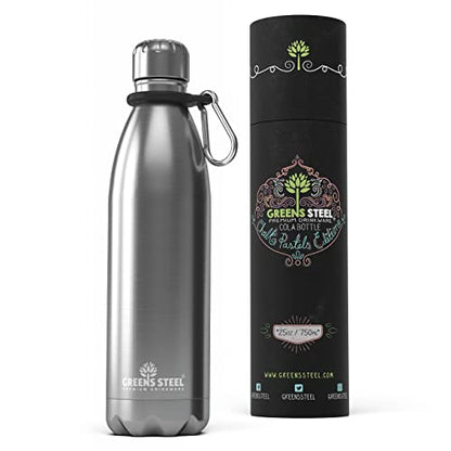 25oz Insulated Water Bottle - Stainless Steel Water Bottle with Handle, Double Wall Vacuum Insulated, Wide Mouth, Leak-Proof, Metal Flask, Keep Cold & Hot, BPA-Free, Durable, Portable Travel Flask - color: Steel, size: 25 Ounces
