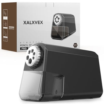 Heavy Duty Electric Pencil Sharpener – 6-Hole Design, Auto Start/Stop, Large Shavings Bin, Safe & Fast 4s Sharpening, Durable Zinc Alloy Blade – Great for School & Office Use
