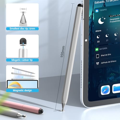 Stylus Pen for Touchscreen, 2 in 1 Stylus for Apple iPhone iPad Pro Android Tablets Chromebook All Universal Touch Screens (Rose Gold/Silver) - color: Rose Gold/Silver