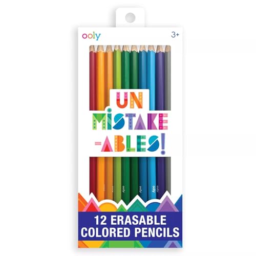 Ooly UnMistakeAbles Erasable Colored Pencils Set of 12, Stress and Mess Free Drawing & Coloring Pencils for Kids and Adults, Colorful School Supplies for Arts and Crafts - style: Erasable Pencils