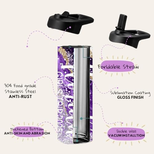 Custom Leakproof Water Bottle 20oz| Gym Tumblers| Running Cup| Adult Tumbler| Marble Sport Bottle (Purple) - color: Purple