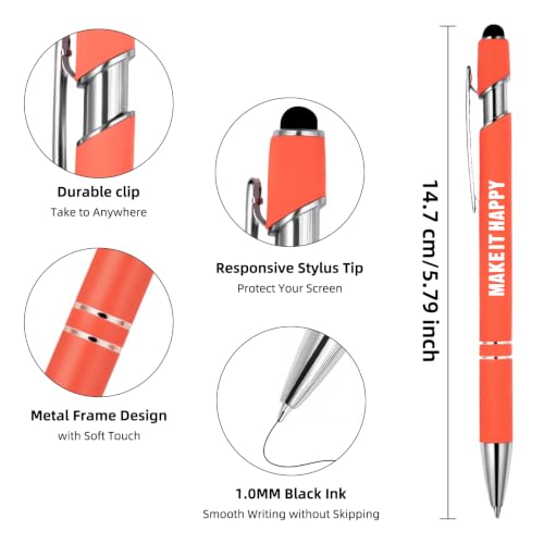 Ballpoint Pen 2-in-1 Stylus 8 Pack, Retractable Ballpoint Pen with Stylus tip Metal Stylus Pen for Touch Screens, 1.0 mm Black Ink (8 PACK-Motivational) - color: 8 PACK-Motivational