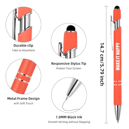 Ballpoint Pen 2-in-1 Stylus 8 Pack, Retractable Ballpoint Pen with Stylus tip Metal Stylus Pen for Touch Screens, 1.0 mm Black Ink (8 PACK-Motivational) - color: 8 PACK-Motivational