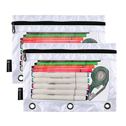 Binder Pouches,Lavender Pencil Pouch for 3 Ring Binder 2 Pack Clear Pencil Bag with Zipper for Office School Supplies - color: Lavender