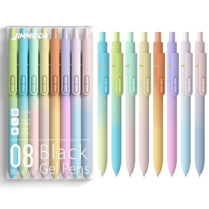 0.7mm Gel Pens Black Ink, 8 Pack Retractable Pens with Fidget Clip | Medium Point Smooth Writing, Quick-Drying, No Smudges, Stress Relief, Journaling, Note Taking, School, Office, Student/Adults - color: Gradient -8Pcs Black Ink