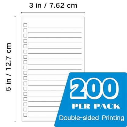 Vertical Ruled Index Cards 3x5 with Check Boxes,Double Sided Ruled Note Card for To Do Checklists, Heavy Weight Flash Cards for Studying,School, Home and Office - White,200 Pack