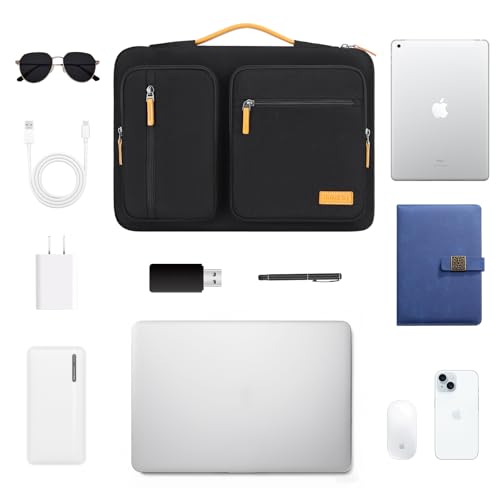 DOMISO 15.6 inch Laptop Sleeve Case,Waterproof Laptop Bag with Handle,Shockproof Protective Notebook PC Case Compatible with Acer/Lenovo/HP/Chromebook/Dell,Black - color: Black, size: 15.6 inch