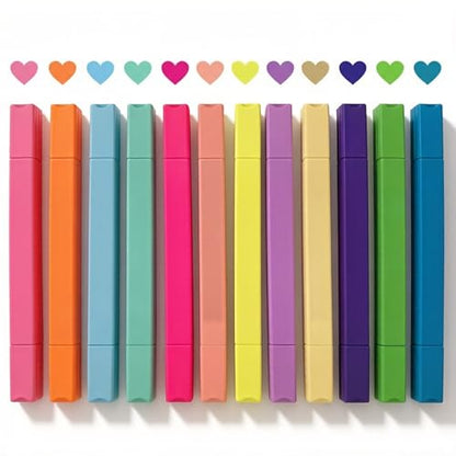 konket 12Pcs Dual Tip Highlighters, Pastel highlighters Quick Dry, Aesthetic Cute Markers, for Journaling Accessories School Supplies and Nurse Office (Macaron)