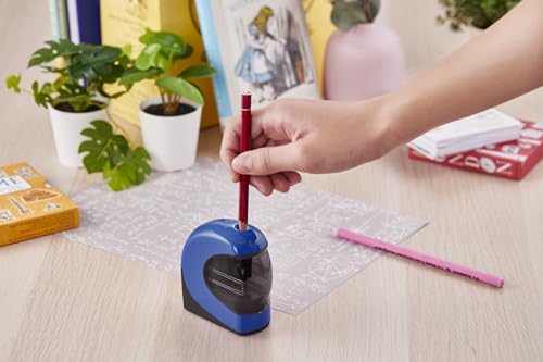Lockermate Auto Stop Battery Operated Personal Sized Pencil Sharpener, Blue