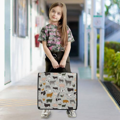 3 Ring Zipper Binder Farm Animals Set 500 Sheets Capacity Binder Organizer Bag with Shoulder Strap and Handle for School Office College Students - color: Farm Animals