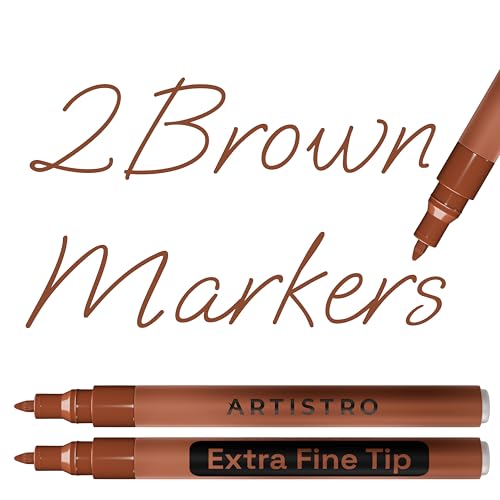 ARTISTRO 2 Brown Acrylic Paint Markers - 0.7mm Extra Fine-Tip Paint Pens - Perfect for Crafting, Art Projects, & More - color: Brown, style: Extra Fine