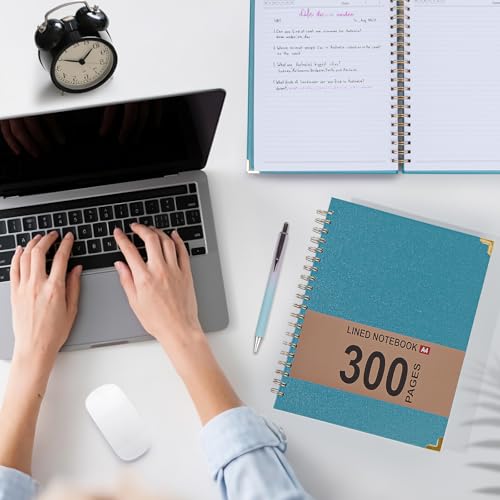 Hardcover Leather Spiral Notebook 8.5" x 11" with Removable Dividers, 300 Pages 5 Subject College Ruled Notebook for Work with Tabs, A4 Spiral Journal for Women Men, School Students Note Taking, Teal - color: 5 Subject Teal