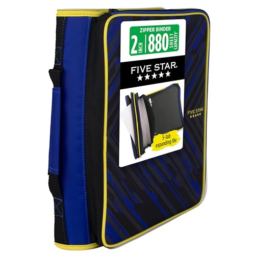 Five Star Zipper Binder 2 Inch O-Rings Case Organiser with Multi-Access and 5-Tab Expanding File Folder, 850 Sheet Capacity, Cosmic Blast (290010M) - color: Cosmic Blast, size: 2 Inch