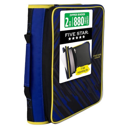 Five Star Zipper Binder 2 Inch O-Rings Case Organiser with Multi-Access and 5-Tab Expanding File Folder, 850 Sheet Capacity, Cosmic Blast (290010M) - color: Cosmic Blast, size: 2 Inch