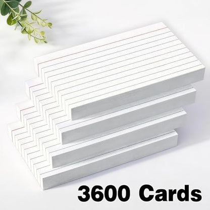 3600 PCS Index Cards Bulk, 3x5 Flash Cards for Studying, White Notecards Lined, Ruled Index Cards for School, Home and Office, 100 Per Pack, (36 Pack) - color: 36P