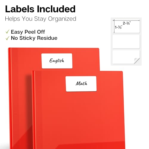 Dunwell Plastic 2-Pocket Folders with 3 Prongs, (2 Pack, Red), Durable Acid-Free Poly is Cleanable, Tear Resistant, 3-Clasp Document Holder, Labels Included - color: Red, size: 2 Pack