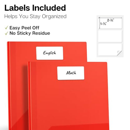 Dunwell Plastic 2-Pocket Folders with 3 Prongs, (2 Pack, Red), Durable Acid-Free Poly is Cleanable, Tear Resistant, 3-Clasp Document Holder, Labels Included - color: Red, size: 2 Pack