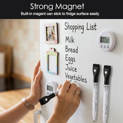 50 Pack Black Magnetic Dry Erase Markers, Fine Point Whiteboard Markers with Eraser Caps, Low Odor Bulk Set for Office, Home, and Planning Boards