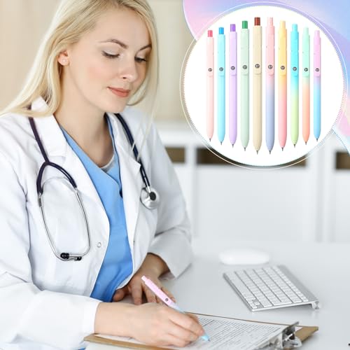 Epakh Gel Pens, 10 Pcs 0.5mm Quick Dry Black Ink Fine Point Smooth Writing Pens High End Series Retractable Aesthetic Ballpoint for Office School Supplies Women Men Gifts(Macaron Color,Classic) - color: Macaron Color, style: Classic
