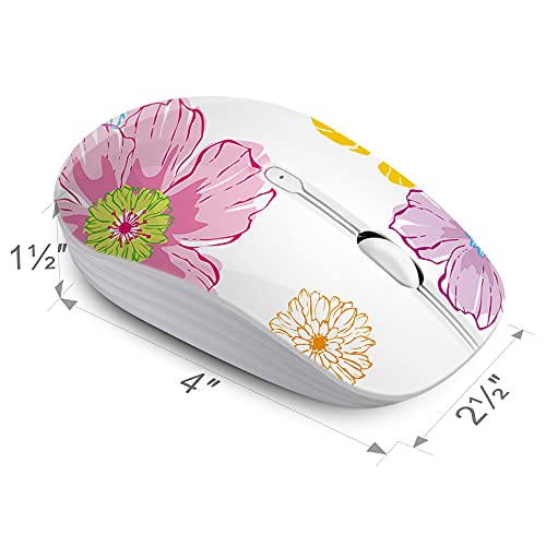 JUHOO Wireless Mouse with Nano Receiver for PC, Laptop, Notebook, Computer, MacBook, Less Noise, Portable Mobile Optical Mice.(Flower). - style: Flower