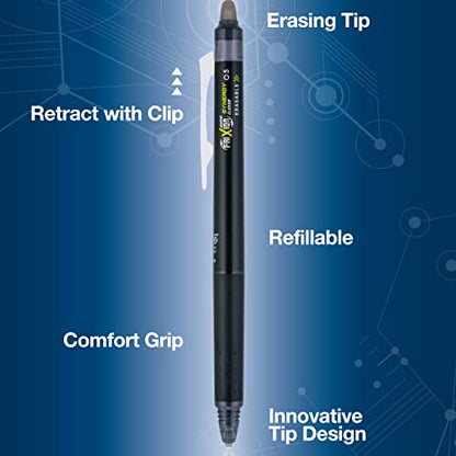PILOT FriXion Synergy Clicker Retractable & Erasable Gel Ink Pens, 0.5mm Extra Fine Point, Black Ink, 6-pack - color: Black