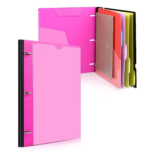 WOT I Telescoping Project Organizer, Refillable Binder with Dividers and Pockets, 13 Pocket Folders, 1 Inch 3 Ring Binder, Pink - color: Pink, size: 1 Pack
