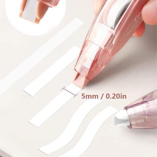Begot Pen Shaped White Out Tape, Press Retractable, Replaceable Refill, for Corrections Office School Supplies(Purple + Grey + 4 Refills)