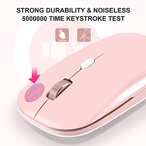PINKCAT Wireless Flat Mouse, 2.4G Optical Mouse for Laptop, PC, Chromebook, Notebook, Especially Designed for Computer Bags (Pink) - color: Pink
