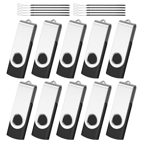 256MB USB Flash Drive 10 Pack, AreTop Premium USB 2.0 Swivel Memory Stick | [ NOT 256GB ] Multipack Thumb Drive Bulk Jump Drive USB Drive Pack for Data Storage (10PCS 256MB, Black) - size: 256MB, style: 10P-Black-A