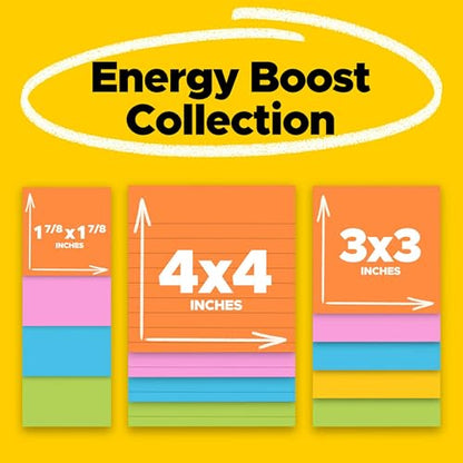 Post-It Super Sticky Notes Multi-Size Supernova Neons 2 Pack (2 x 15 Pads, 45 Sheets Each = 30 Pads, 1350 Sheets) Sticky Notes for Walls, Doors, Windows and Planners at Home and Office - size: 2 Pack