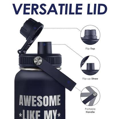 Dad Gift from Daughter, Insulated Stainless Steel Water Bottle 32oz, Awesome Like My Daughter, Vacuum Chug Lid Travel Tumbler for Men Dad, Gift for Birthday Christmas Fathers Day - color: Dad 5