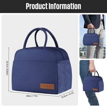 douyadady Lunch Bag Women/Men Lunch Box Women/Men (Dark blue) | Spacious Lightweight Waterproof Sturdy Durable Great Value For Office Work School Picnic Travel - color: Dark Blue