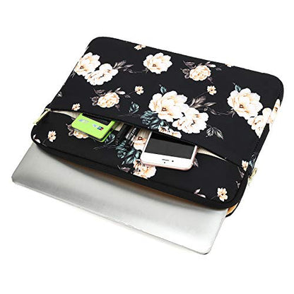 KAYOND 15 inch Laptop Sleeve, Compatible with MacBook pro 15.4 ，MacBook Air 15.4 MacBook pro 16 and 15.6 inch Notebook Computer, Water Repellent Laptop Bag,Shockproof case(15-15.6 inch, Black Peony) - color: Black Peony, size: 15-15.6 inch