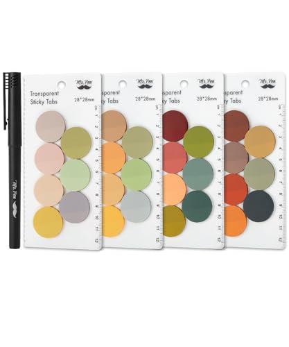 Mr. Pen- Round Transparent Sticky Notes, 1.1” Diameter, 28 Pads | 1120 Sheets, Colorful, Water-Resistant See-Through Sticky Notes Bulk & Fineliner, Smooth Writing - color: Vintage, size: 1120 pcs