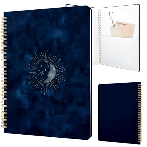 Cute Spiral Notebook journal A4 Aesthetic Pretty Design for Women Girls Kawaii with Pocket, 8.5 x 11 inch, Graph, Blue Moon - color: Blue Moon, style: Graph