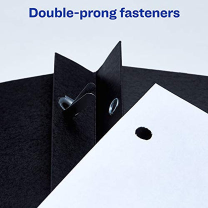 Avery Two Pocket Folders with 3 Prong Fasteners, Holds 70 Sheets, 25 Black Folders (47978) - color: Black