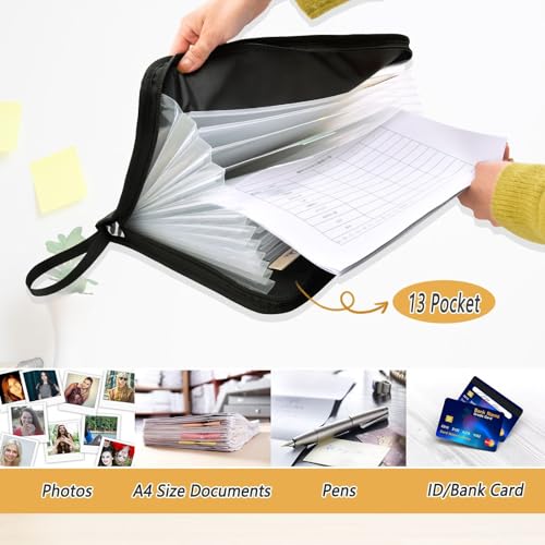 Hip-hop Graffiti Rap Music File Folders,Plastic Folders with 13 Pockets,Expandable File Folder for Documents School Students Office,Aesthetic Folder with Labels A4 Letter Size - color: Multi 21
