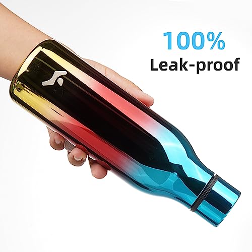 Konokyo Insulated Water Bottle with Strap,18 oz Double Wall Stainless Steel Vacuum Bottles Metal Water Flask,Caribbean Sunrise - color: Shining-Caribbean Sunrise, size: 18 Ounces