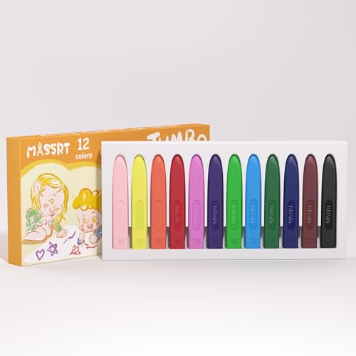 Triangle Jumbo Toddler Crayons 12 Count, Non Toxic Unbreakable Crayons, Easy-Grip Washable, Safe Coloring Gifts for Babies and Children - color: Strip