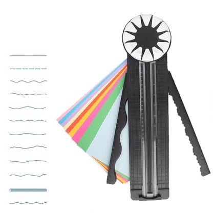 Paper Craft Edge Cutter,Wavy Paper Cutter,Multifunctional Paper Edge Cutter,12 in 1 Paper Cutter with Rotating Discwith 360°Rotating Blade Head. (Black) | 12 in 1 Paper Cutter with Rotating Discwith 360°Rotating Blade Head. - color: Black