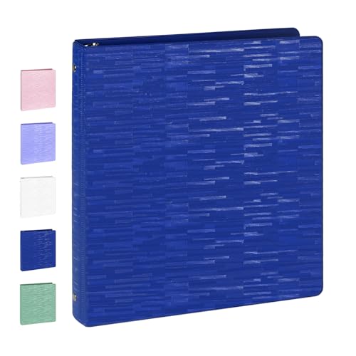 POPRUN 3 Ring Binder 1 Inch, PVC-Free, Holds 175 Sheets of 8.5 x 11 Paper, Extra Durable Organizer with 2 Pockets for School & Office, Heavy-Duty, 1 Pack, Prussian Blue - color: Prussian Blue, size: 1 inch