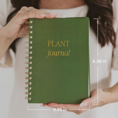 Sweet Water Decor Plant Journal, Cute Lined Spiral Notebook for Women, 125 Prompt Pages for Writing & Tracking Plant Growth, Green Matte Laminate Hardcover Diary with Gold Foil Details - style: Plant