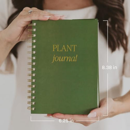 Sweet Water Decor Plant Journal, Cute Lined Spiral Notebook for Women, 125 Prompt Pages for Writing & Tracking Plant Growth, Green Matte Laminate Hardcover Diary with Gold Foil Details - style: Plant