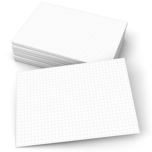 321Done Grid Index Cards (Set of 50) 5x7, Graph-Ruled 0.20 Double-Sided, Thick Cardstock, Made in The USA, White - color: Graph - Smaller 0.20" Grids, size: X-Large (5" x 7")