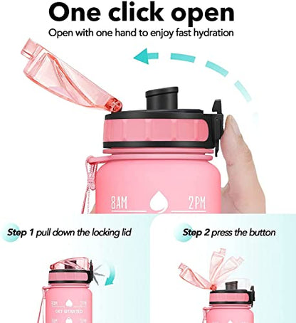 ATERO Unbreakable Silicone Water Bottle with Motivational Time Marker, Leakproof Durable BPA-Free Non-Toxic for Office, Home and Kitchen Outdoor Fitness and Gym(850ML, Multicolour, set of 1)