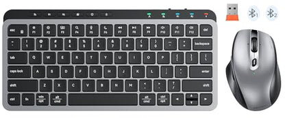 MEETION Wireless Bluetooth Keyboard and Mouse Combo, Rechargeable Slim Wireless Keyboard and Mouse, 3 Multi-Device Connection, Low-Profile Compact Keyboard, for PC Laptop Tablet iPad, Windows/Mac/iOS - color: Compact Black