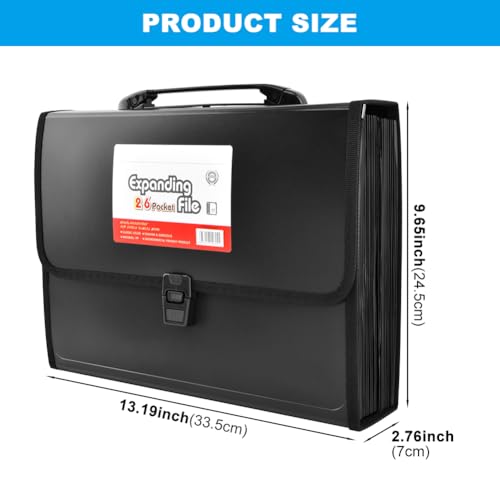 26 Pockets Accordion File Organizer with Lock,Document Organizer with Labels,Fireproof Expanding File Folder Paper Organizer Folder for Letter A4 Files | Receipt and More