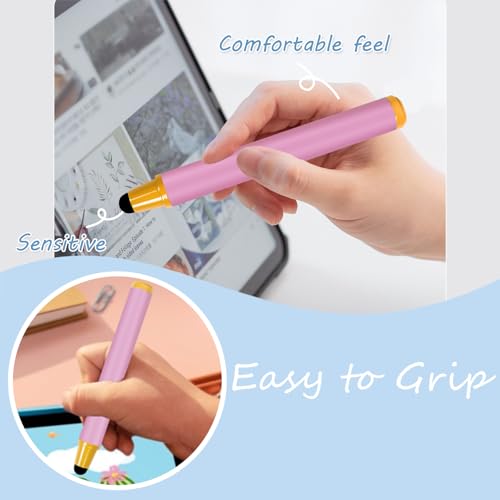 AGREJO Kid-Friendly Stylus Pens for Touch Screens, Crayon Stylus Pen for iPhone Ipad Air Mini Pro, Fire HD Kids Tablet, Android Tablet, Dragon Touch - Blue Pink Green Purple Red (5 Pack)