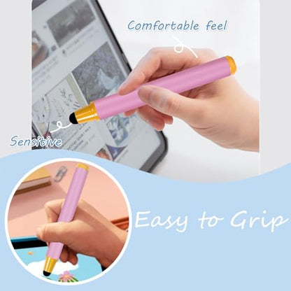 AGREJO Kid-Friendly Stylus Pens for Touch Screens, Crayon Stylus Pen for iPhone Ipad Air Mini Pro, Fire HD Kids Tablet, Android Tablet, Dragon Touch - Blue Pink Green Purple Red (5 Pack)
